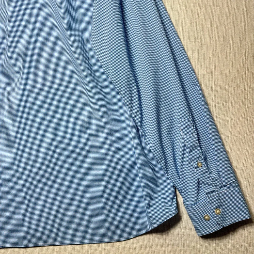 Banana Republic Mens Slim Flex Fit Tech Stretch Cotton Gingham Dress Shirt XXL‎